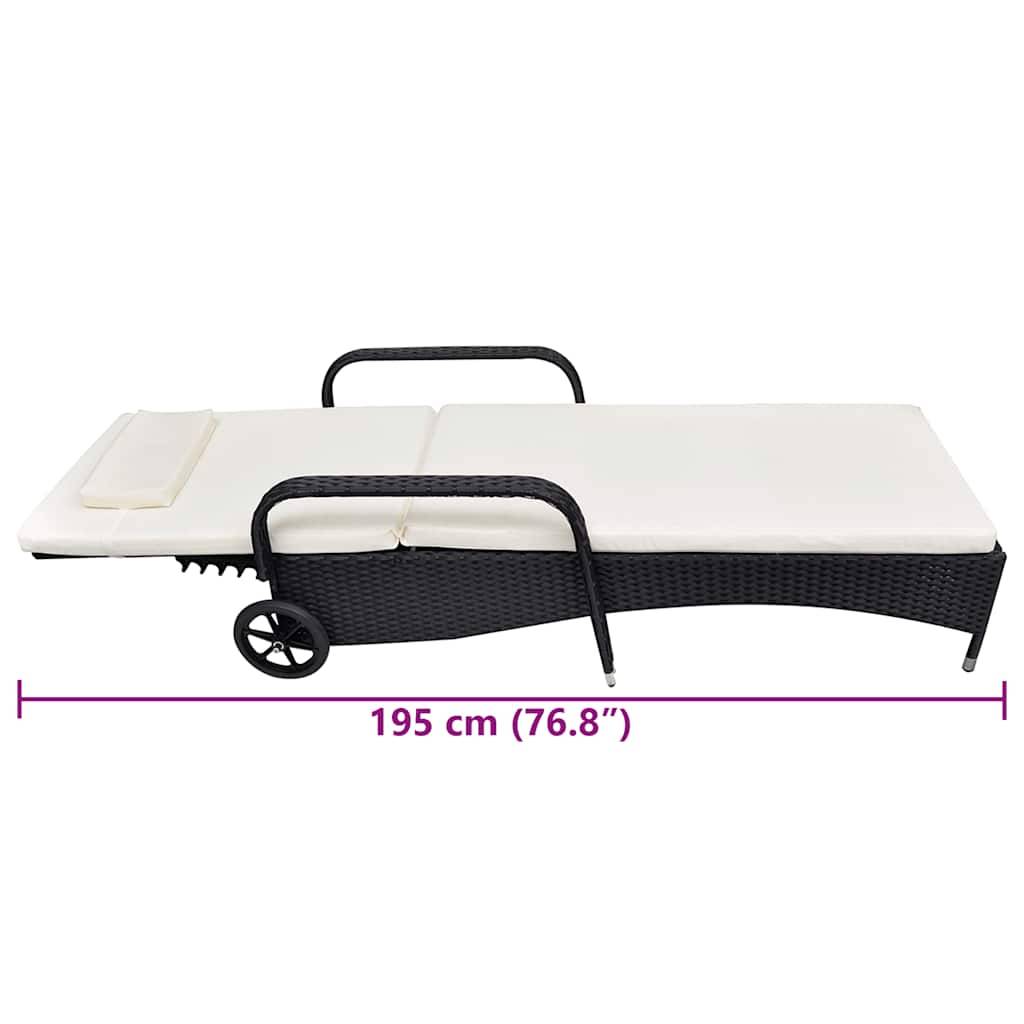 Vidaxl - Chaise longue avec roues résine tressée noir vidaXL 42482 - Image 5