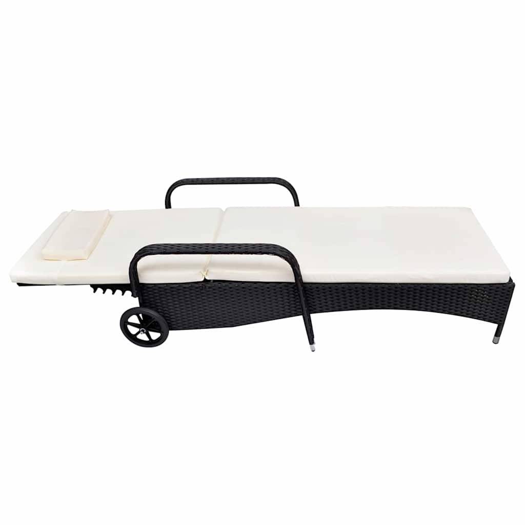 Vidaxl - Chaise longue avec roues résine tressée noir vidaXL 42482 - Image 4
