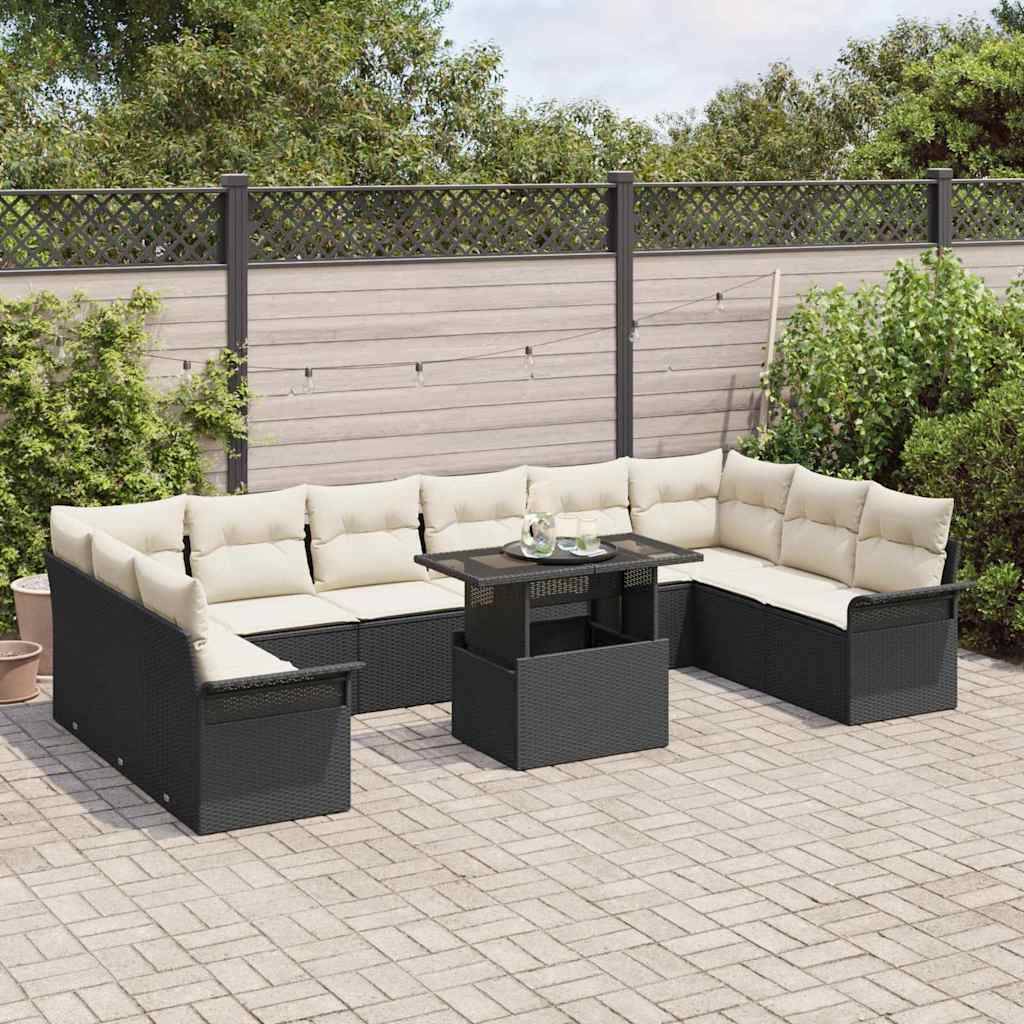 Vidaxl - Ensemble de canapé de jardin 11 pcs Noir Poly rotin vidaXL 3348353 - Image 4