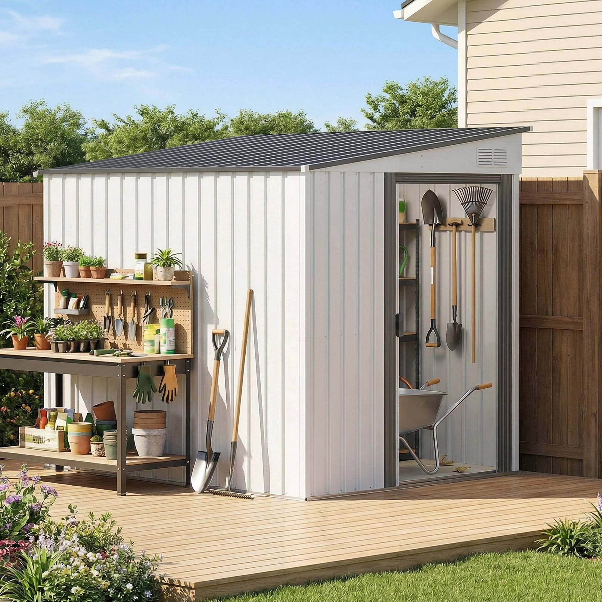 ComfortXL - Abri de jardin métal 2,81 m² 154 x 206,5 cm pour outils et vélo avec étagères - ComfortXL Outdoor Living - Image 3