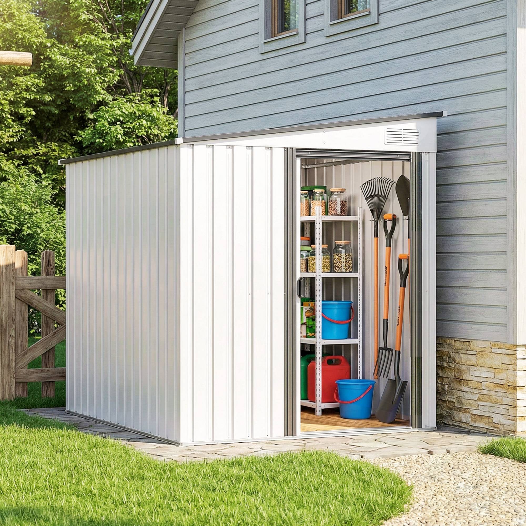 ComfortXL - Abri de jardin métal 2,81 m² 154 x 206,5 cm pour outils et vélo avec étagères - ComfortXL Outdoor Living - Image 4