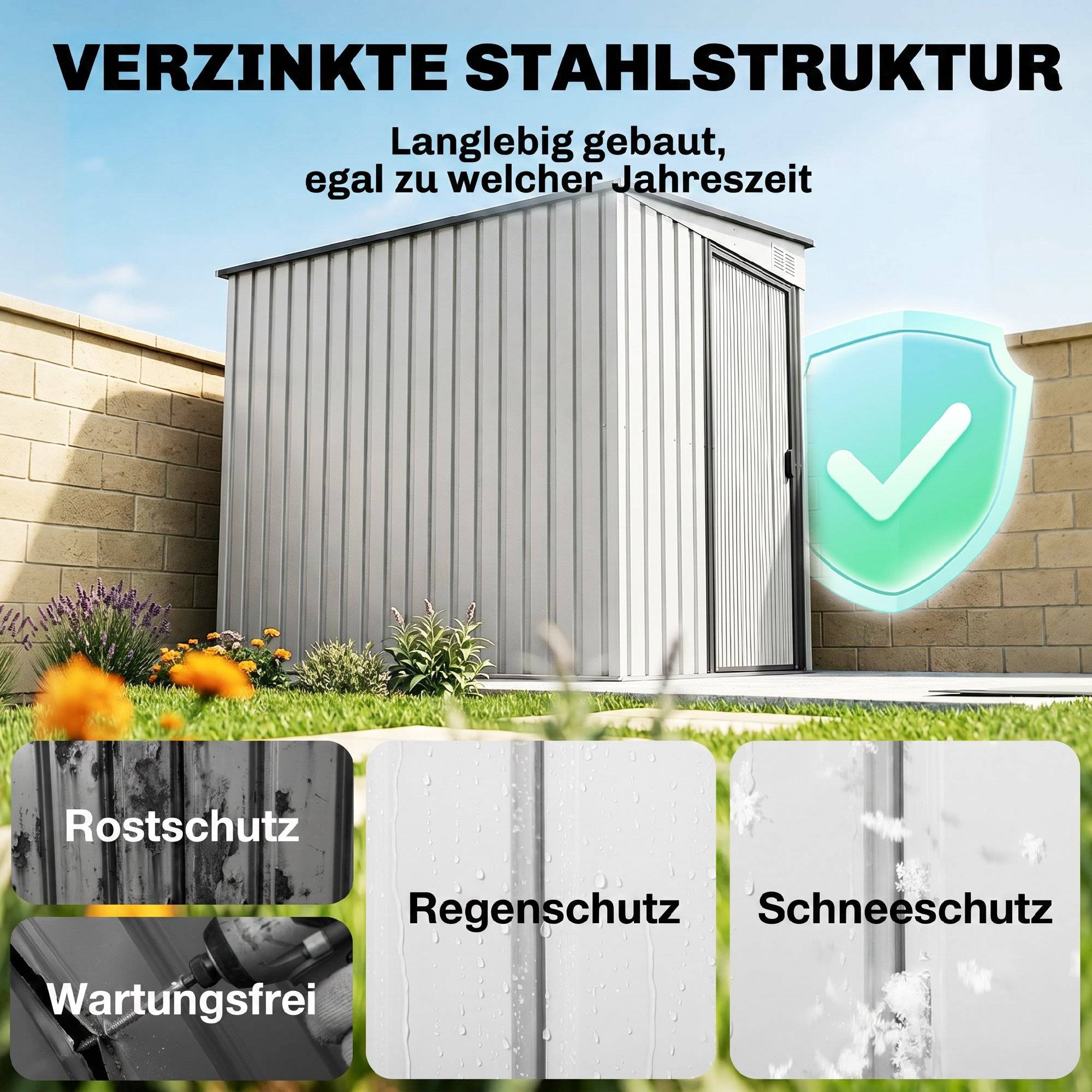ComfortXL - Abri de jardin métal 2,81 m² 154 x 206,5 cm pour outils et vélo avec étagères - ComfortXL Outdoor Living - Image 6