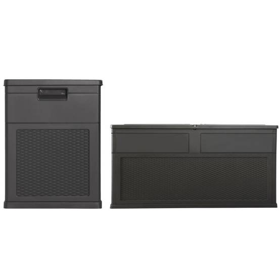 Coffre de Jardin 320 L Anthracite Noir TOSCANE 119xP46xH60 cm Resine Anti UV Haute résistance gel et intempéries - Image 3