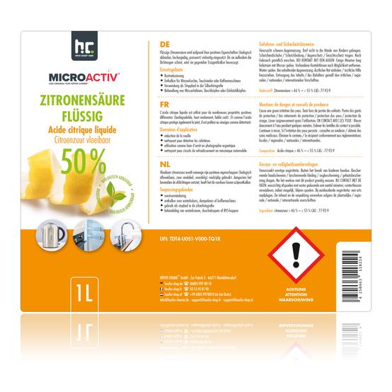 Acide Citrique Liquide 50% MICROACTIV® détartrant en bouteille de 1 L x 6 - Image 5