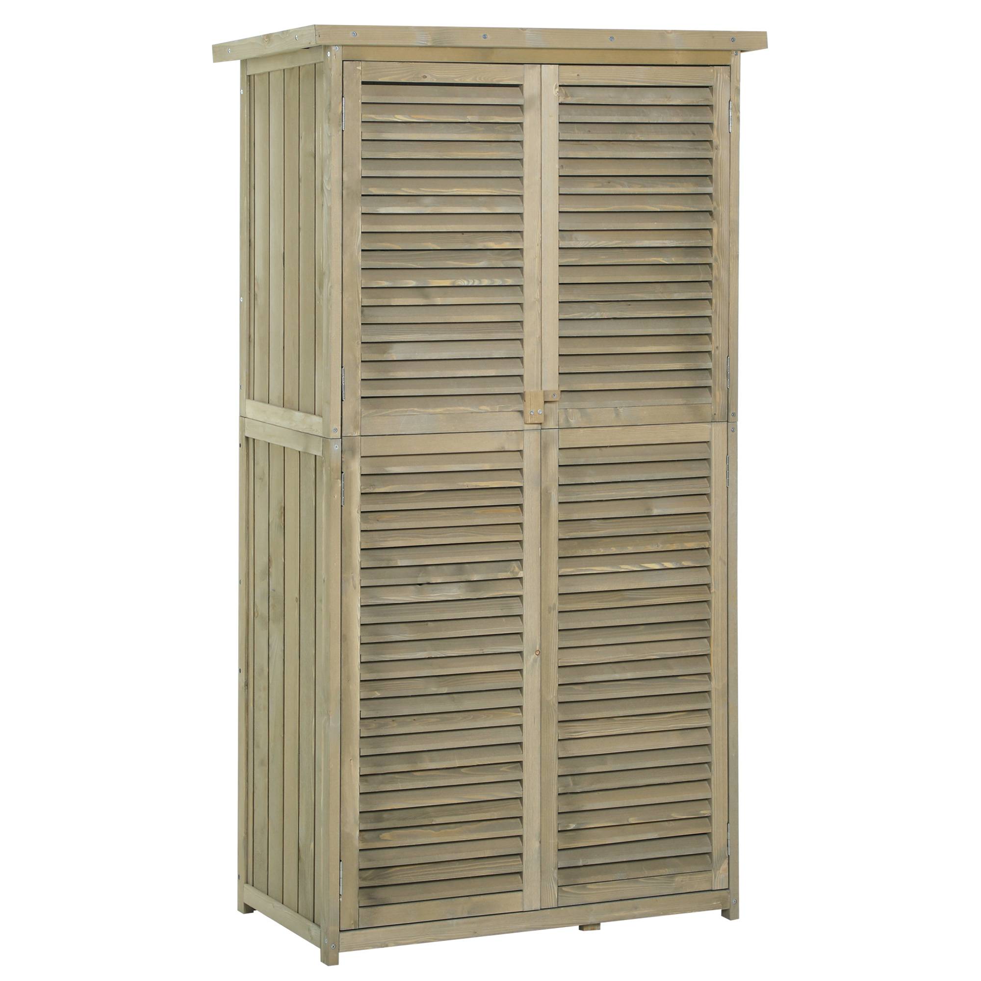 Armoire Jardin Bois Sapin Rangement Outils Extérieur Étanche Gris 160cm - ComfortXL Outdoor Living - Image 2