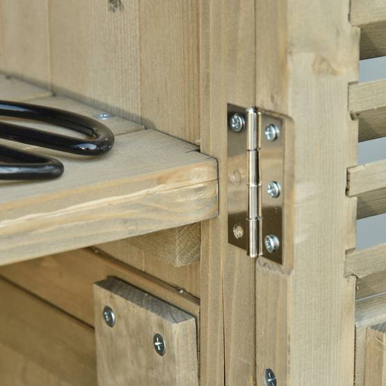 Armoire Jardin Bois Sapin Rangement Outils Extérieur Étanche Gris 160cm - ComfortXL Outdoor Living - Image 7