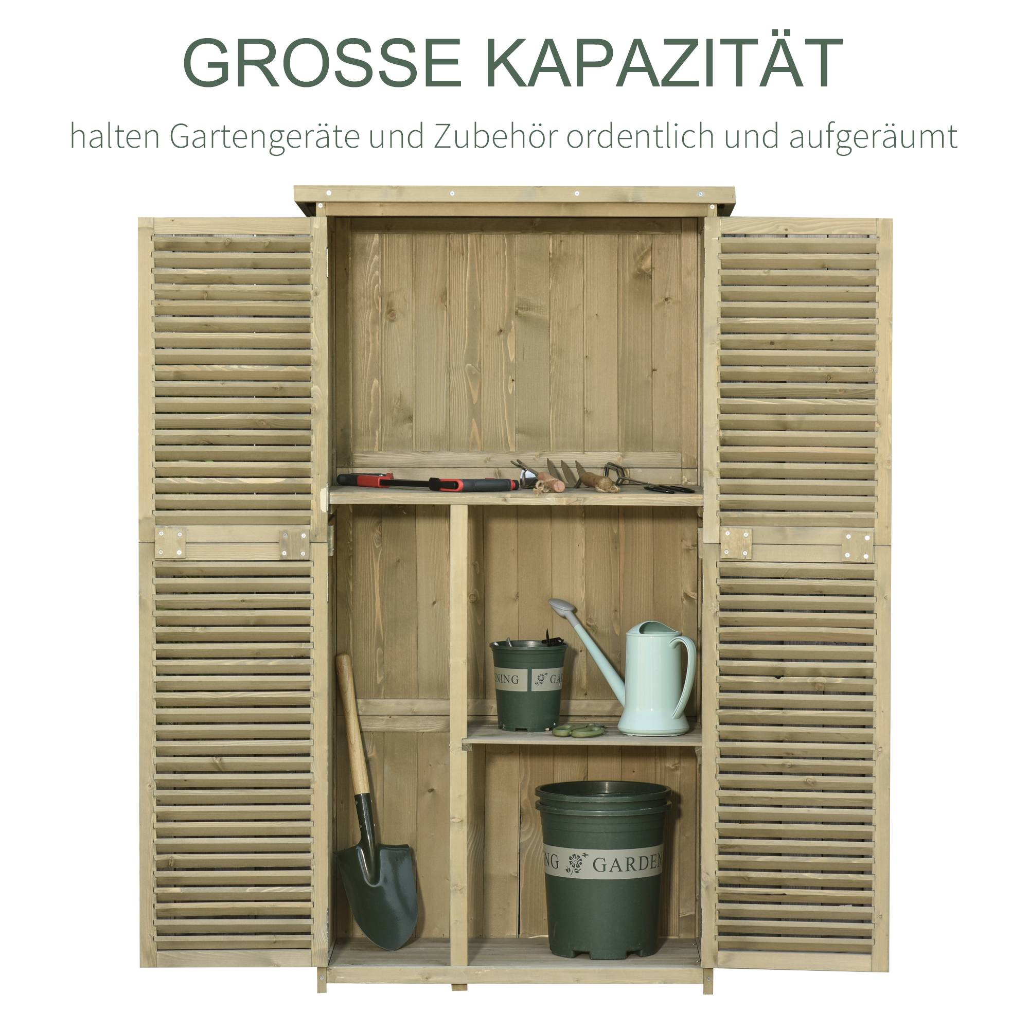 Armoire Jardin Bois Sapin Rangement Outils Extérieur Étanche Gris 160cm - ComfortXL Outdoor Living - Image 5