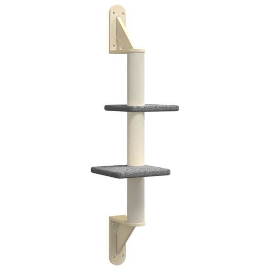 Arbre à chat mural bois et sisal gris foncé 50 x 30 x 108 cm - PANGIVO - Image 2
