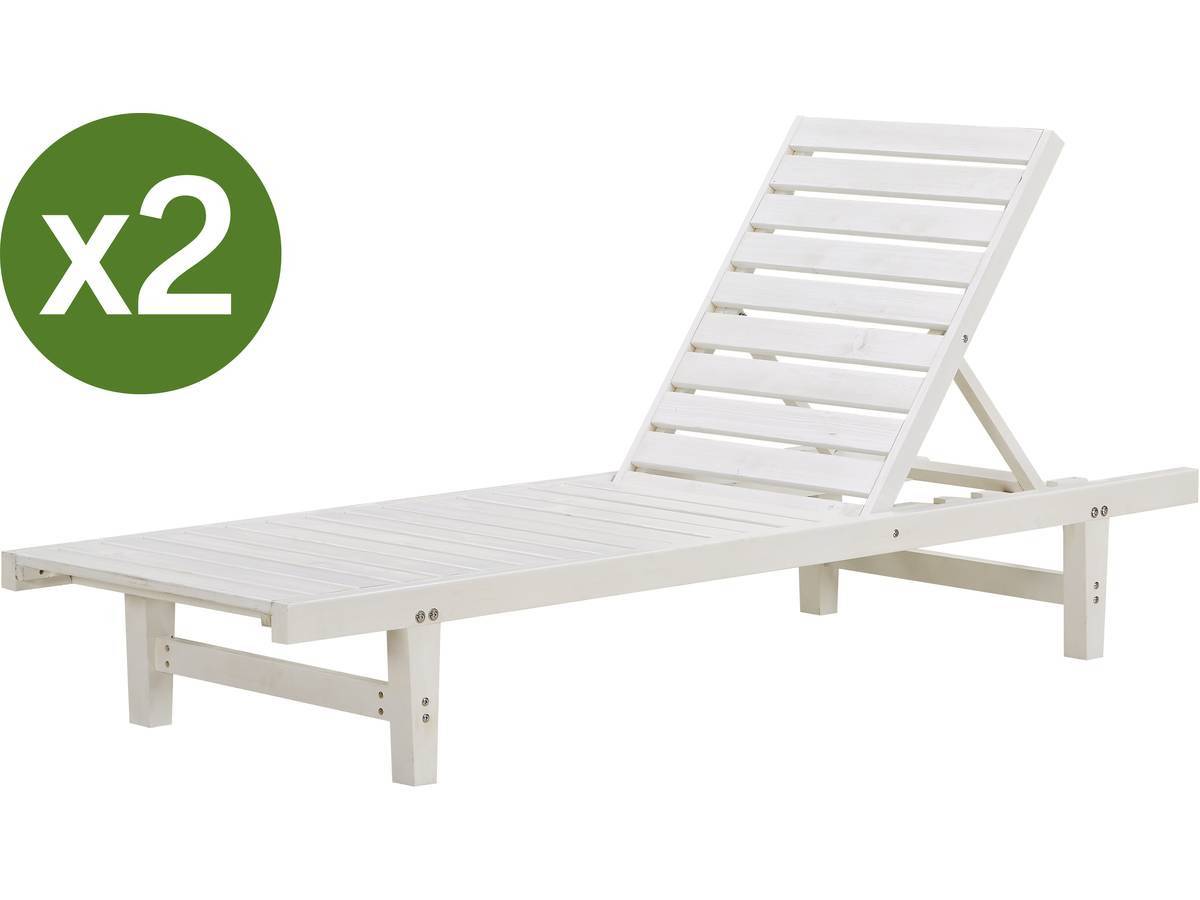 Habitat Et Jardin - Lot De 2 Bains De Soleil En Bois "rawai" - Blanc -habitat Et Jardin - Image 1