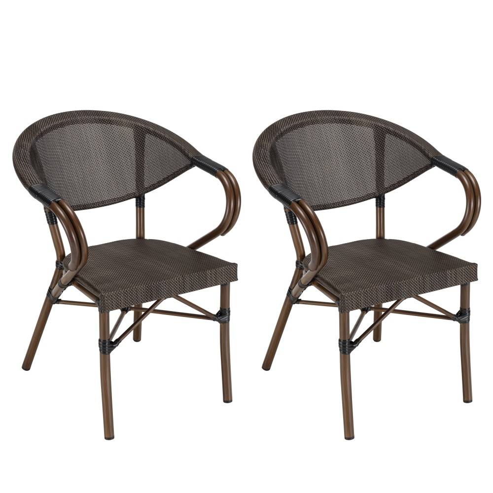 Macabane - VIANNEY - nsemble de jardin en acier table 70x70cm et 2 chaises marron - Image 4