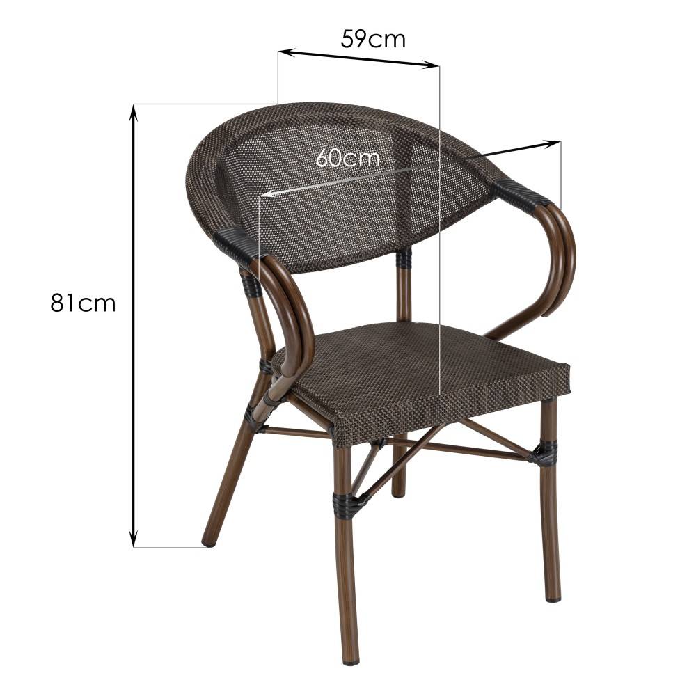 Macabane - VIANNEY - nsemble de jardin en acier table 70x70cm et 2 chaises marron - Image 5