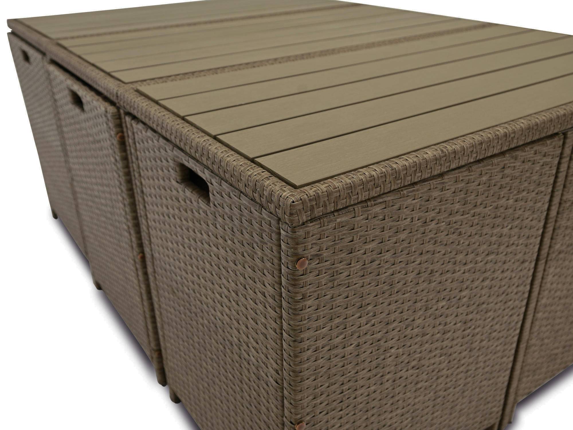 Best Mobilier - Sunny - salon de jardin encastrable 10 places - en résine tressée, plateau polywood - avec housse de protection - Best Mobilier - Image 5