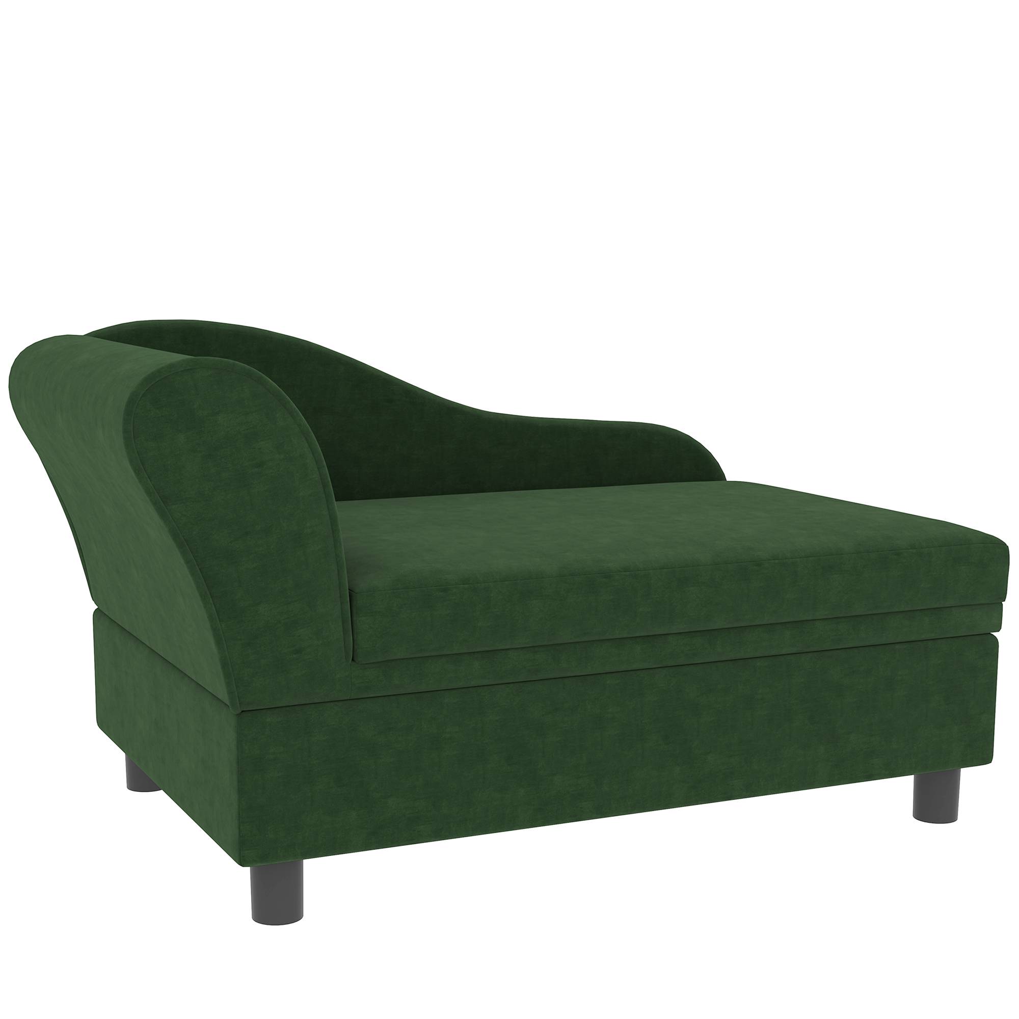 Sans Marque - Canapé chien chat sur pied avec coffre de rangement style moderne coussin d'assise amovible 76 x 45 x 43 cm vert - Image 2