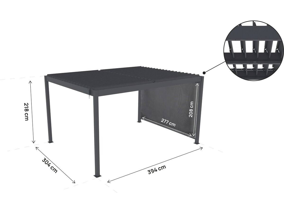 Pergola Bioclimatique Avec Store En Aluminium "windsor" - 3 X 4 M - Gris -habitat Et Jardin - Image 3