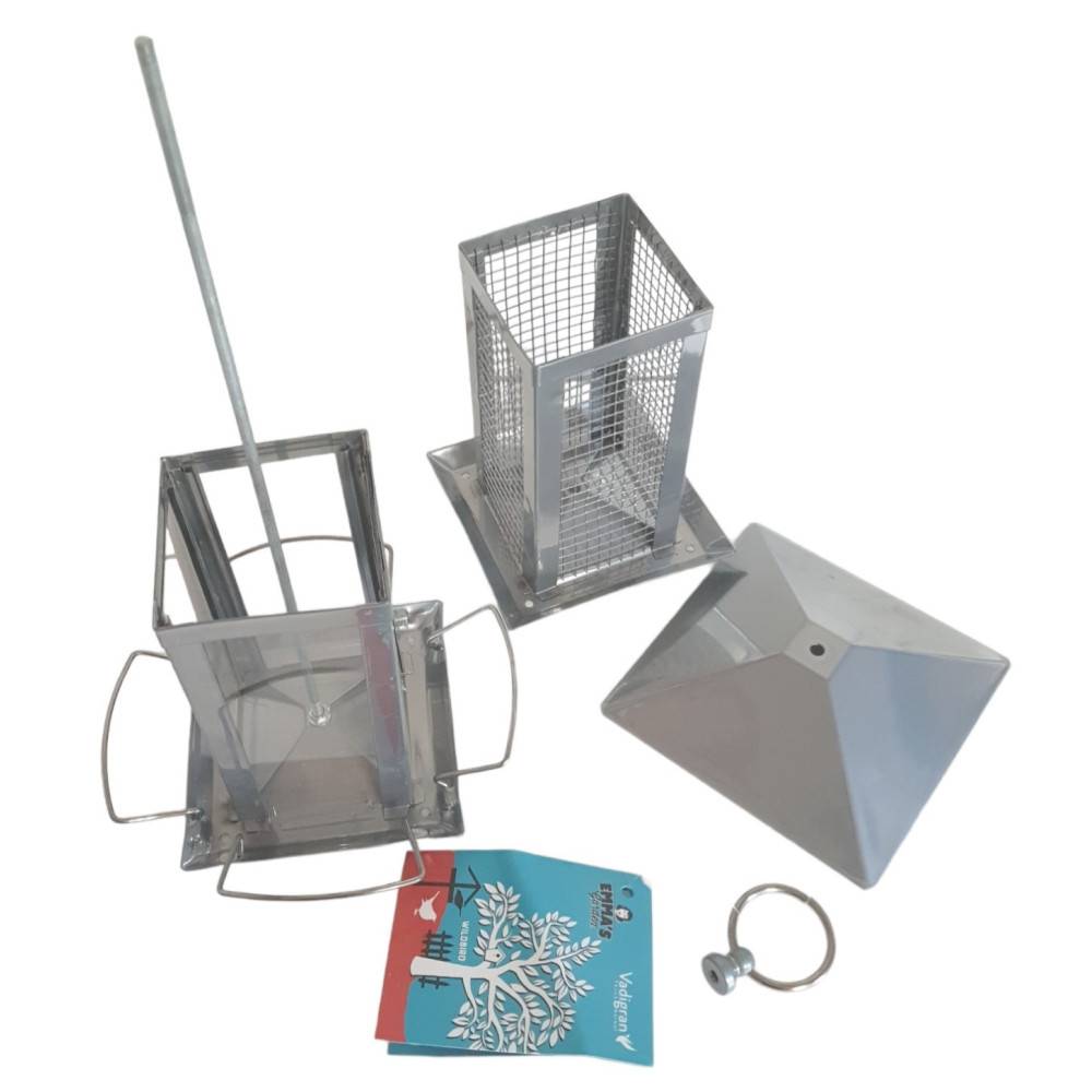 Vadigran - Vadigran - Mangeoire Silo combi Minca graines et arachides gris 38 cm pour oiseaux - Image 5