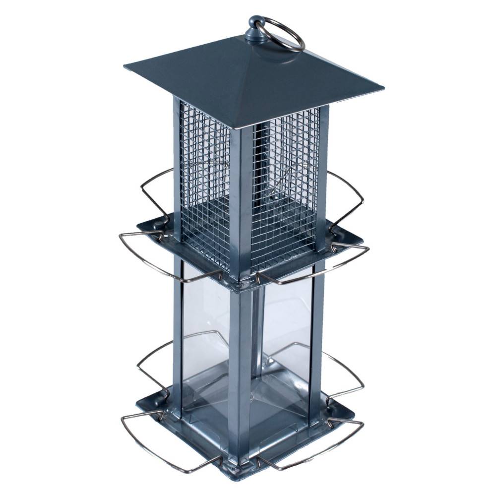 Vadigran - Vadigran - Mangeoire Silo combi Minca graines et arachides gris 38 cm pour oiseaux - Image 2