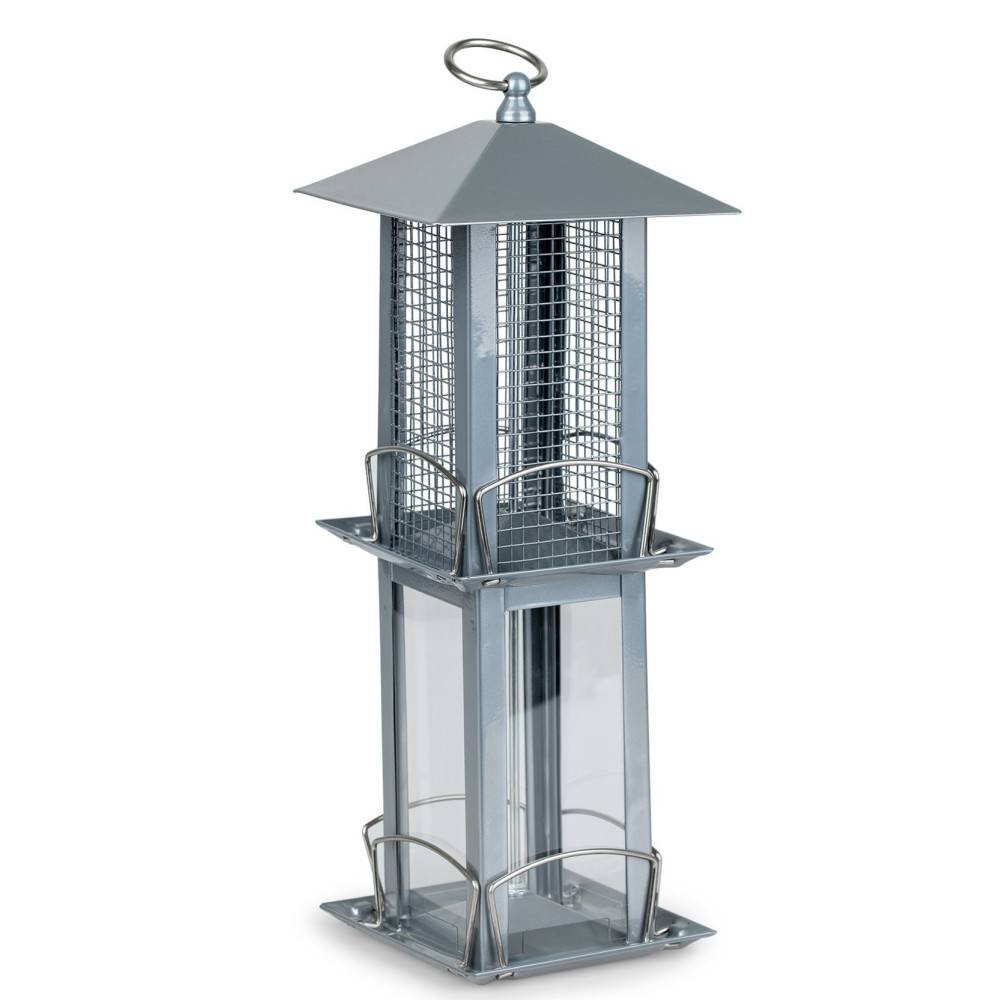 Vadigran - Vadigran - Mangeoire Silo combi Minca graines et arachides gris 38 cm pour oiseaux - Image 1
