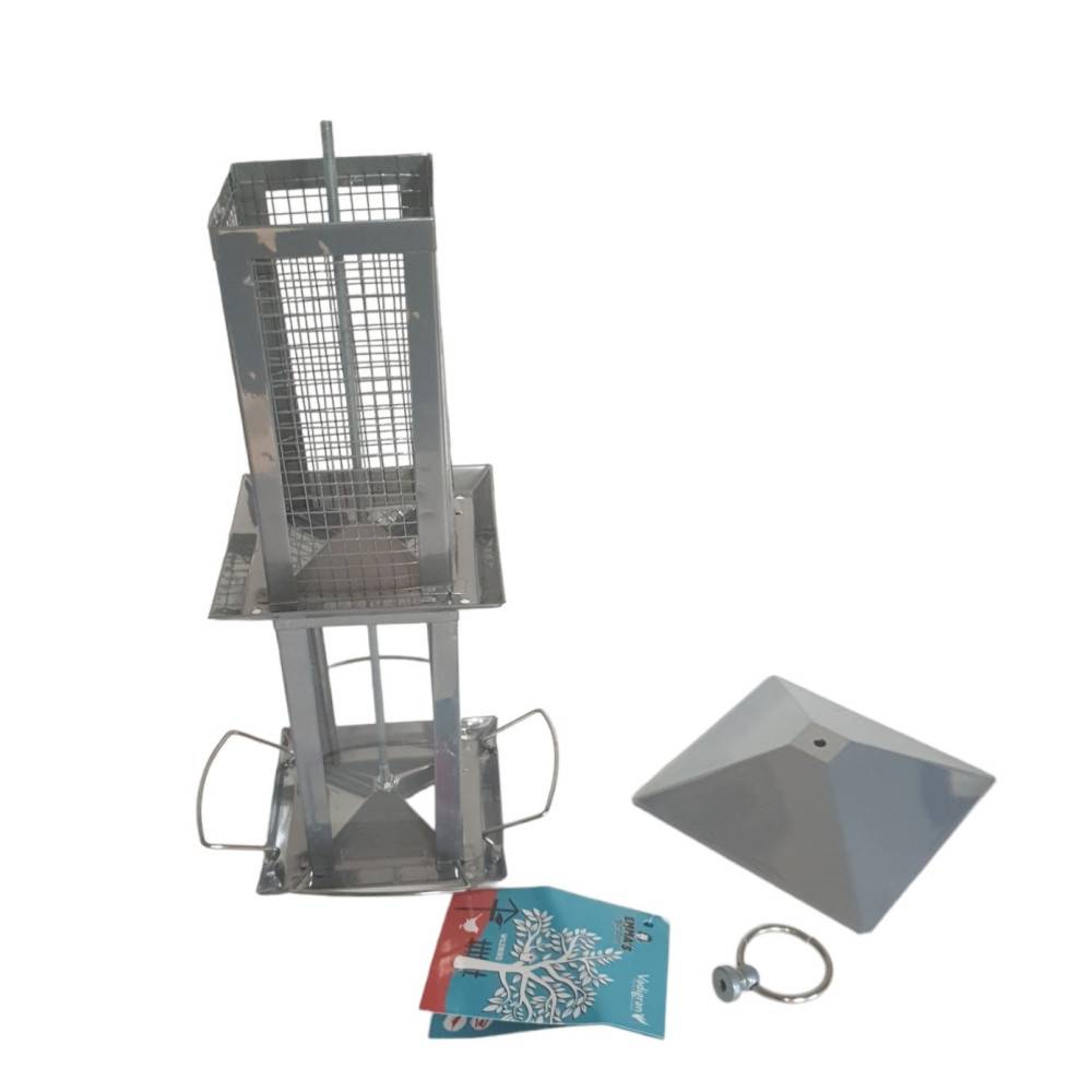 Vadigran - Vadigran - Mangeoire Silo combi Minca graines et arachides gris 38 cm pour oiseaux - Image 4