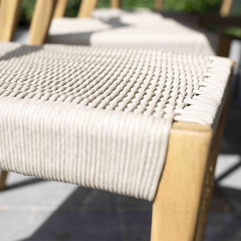 Wilsa Garden - Salon de jardin bois teck 8 places avec cordage beige CALVI - Image 6