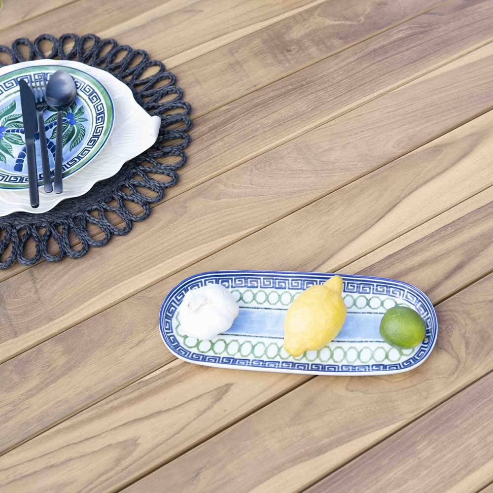Wilsa Garden - Salon de jardin bois teck 8 places avec cordage beige CALVI - Image 5