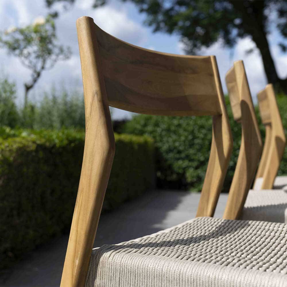 Wilsa Garden - Salon de jardin bois teck 8 places avec cordage beige CALVI - Image 4