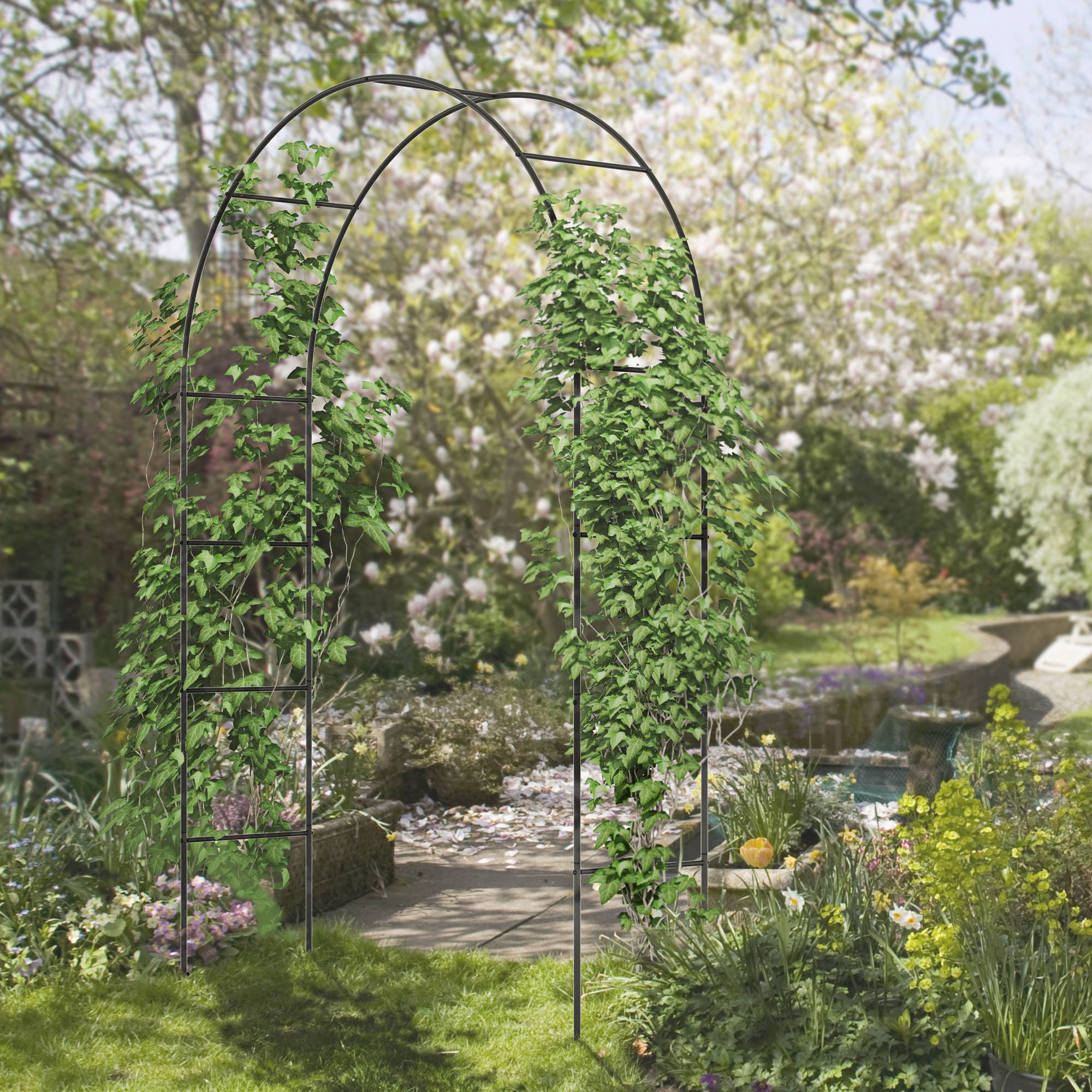 Arche de jardin métal noir 140 x 40 x 240 cm - PANGIVO - Image 4
