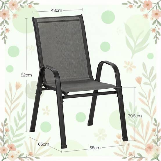 ComfortXL - Lot de 2 Chaises de Jardin Métal Empilables Balcon Terrasse Dossier Ergonomique Gris Foncé - ComfortXL Outdoor Living - Image 7