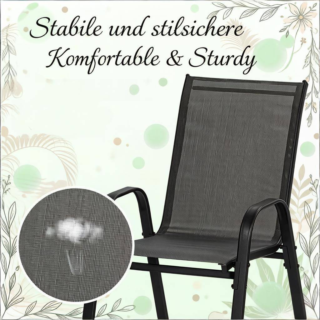 ComfortXL - Lot de 2 Chaises de Jardin Métal Empilables Balcon Terrasse Dossier Ergonomique Gris Foncé - ComfortXL Outdoor Living - Image 5