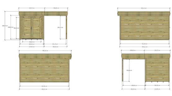 ABRI DE JARDIN bois autoclave 27mm - 4,14x4,34m / 18m2 - Bac acier - Plancher bois - Image 4