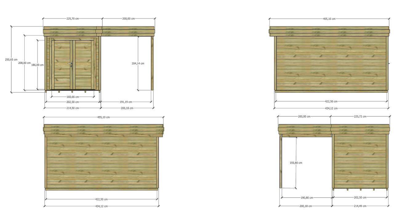 ABRI DE JARDIN bois  autoclave 27mm - 4,14x4,34m / 18m2 - Bac acier - Plancher bois - Image 4