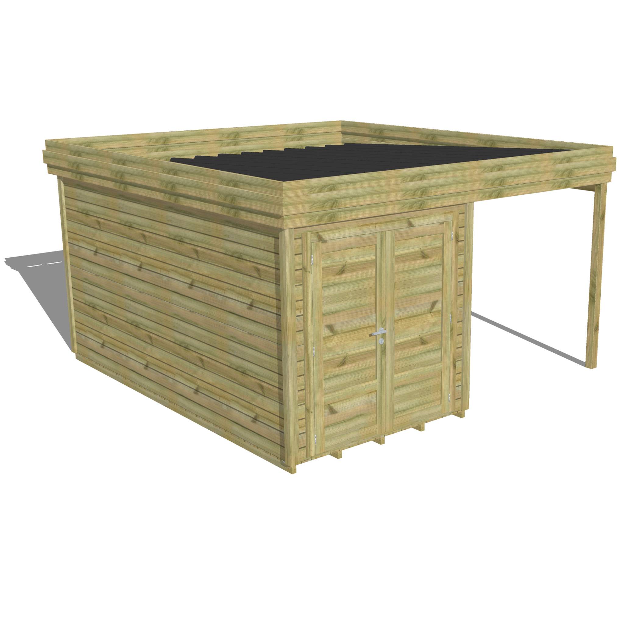 ABRI DE JARDIN bois  autoclave 27mm - 4,14x4,34m / 18m2 - Bac acier - Plancher bois - Image 1