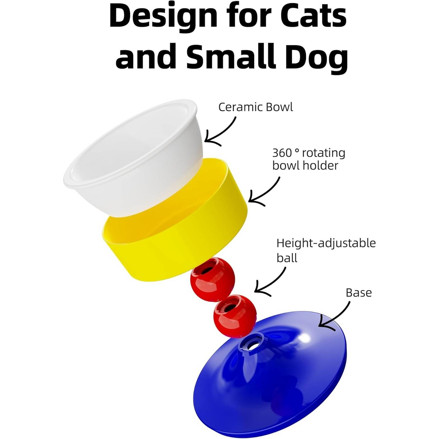 DtopbuyAge - Gamelle Surélevée Réglable Chat/Chien - Céramique v - Image 3