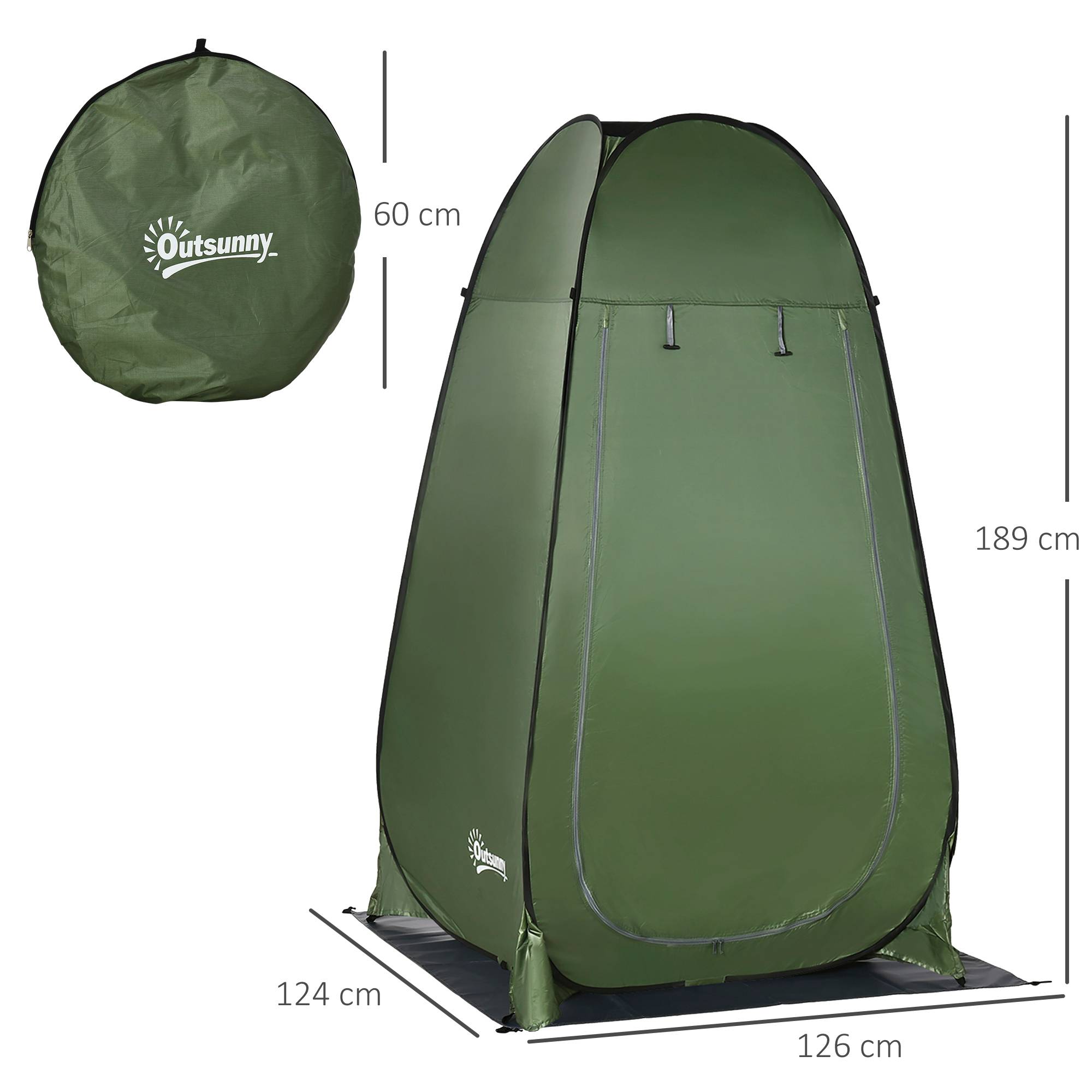 ComfortXL - Tente de douche pop-up Polyester pour camping ouverture automatique 126x124x198cm Vert - ComfortXL Outdoor Living - Image 5
