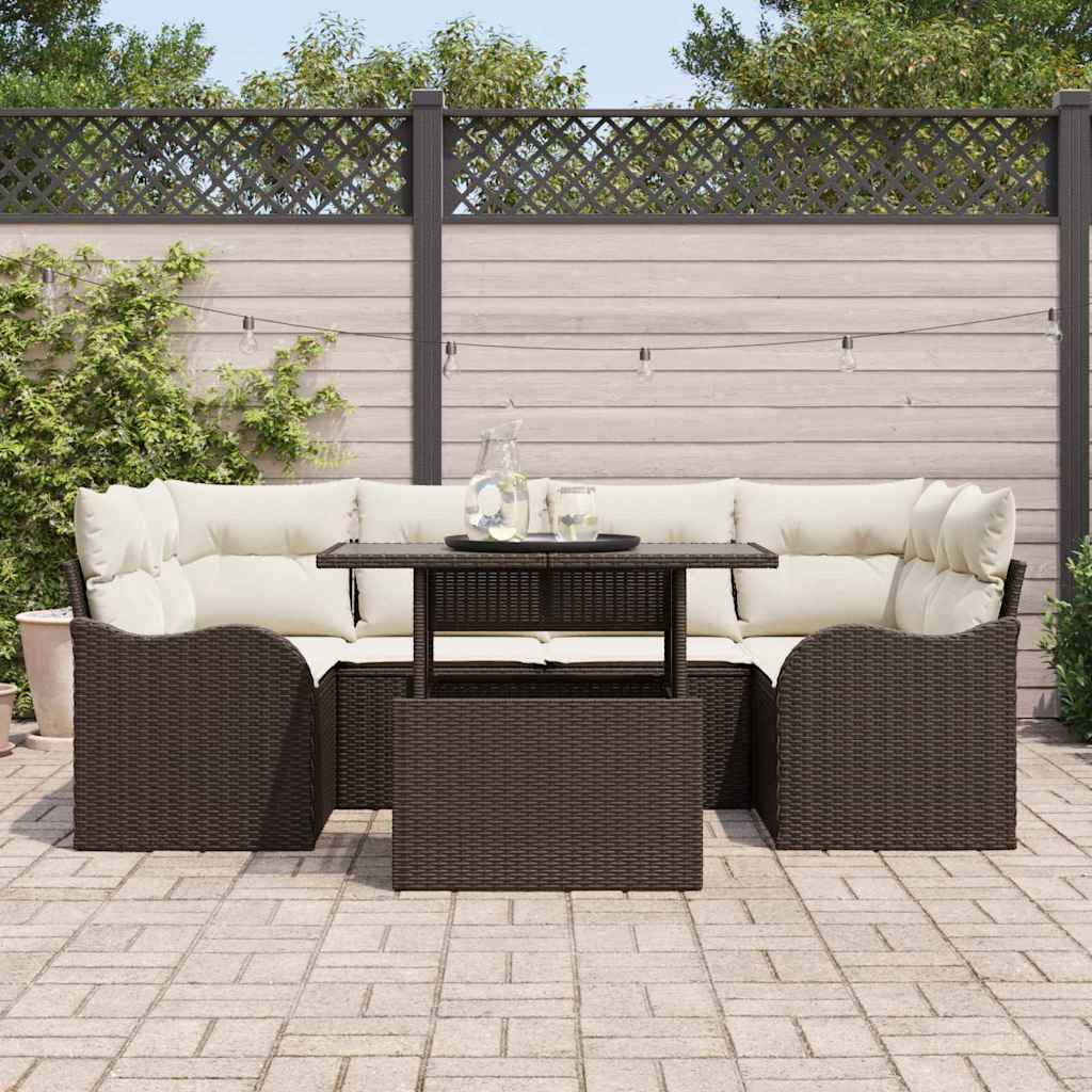 Vidaxl - Ensemble de canapé de jardin 7 pcs Marron Poly rotin vidaXL 3348394 - Image 4