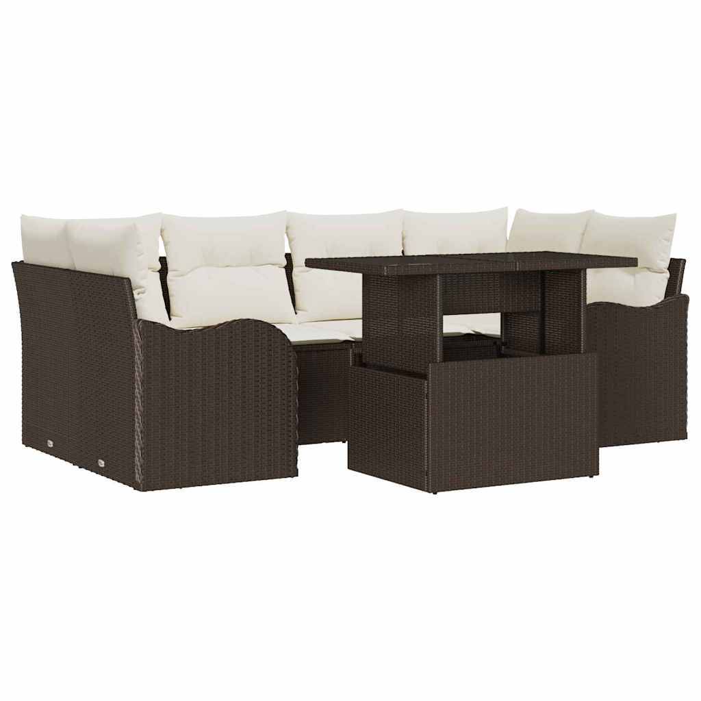 Vidaxl - Ensemble de canapé de jardin 7 pcs Marron Poly rotin vidaXL 3348394 - Image 2