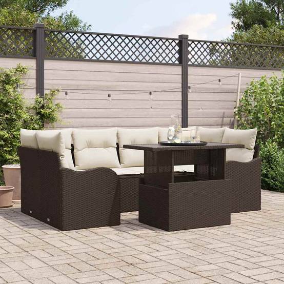 Vidaxl - Ensemble de canapé de jardin 7 pcs Marron Poly rotin vidaXL 3348394 - Image 1