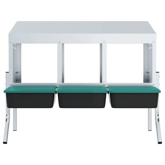 Pondoir nichoir 4 compartiments acier pour poules avec pieds ajustables et toit 110cm argent - ComfortXL Outdoor Living - Image 5