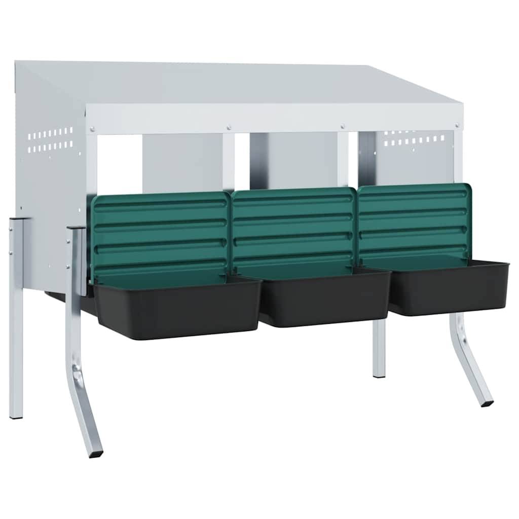 Pondoir nichoir 4 compartiments acier pour poules avec pieds ajustables et toit 110cm argent - ComfortXL Outdoor Living - Image 4
