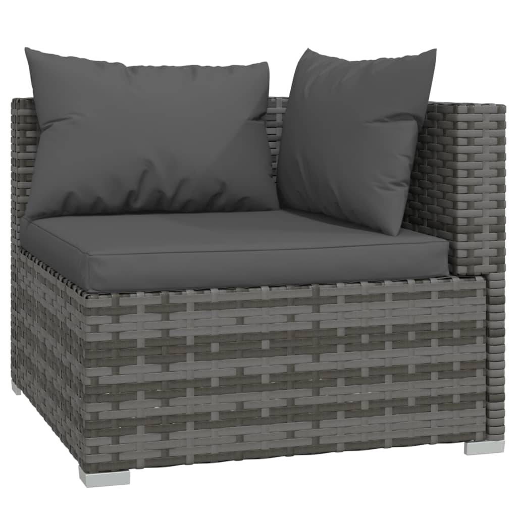 Helloshop26 - Salon de jardin meuble d'extérieur ensemble de mobilier 9 pièces avec coussins résine tressée gris - Image 2