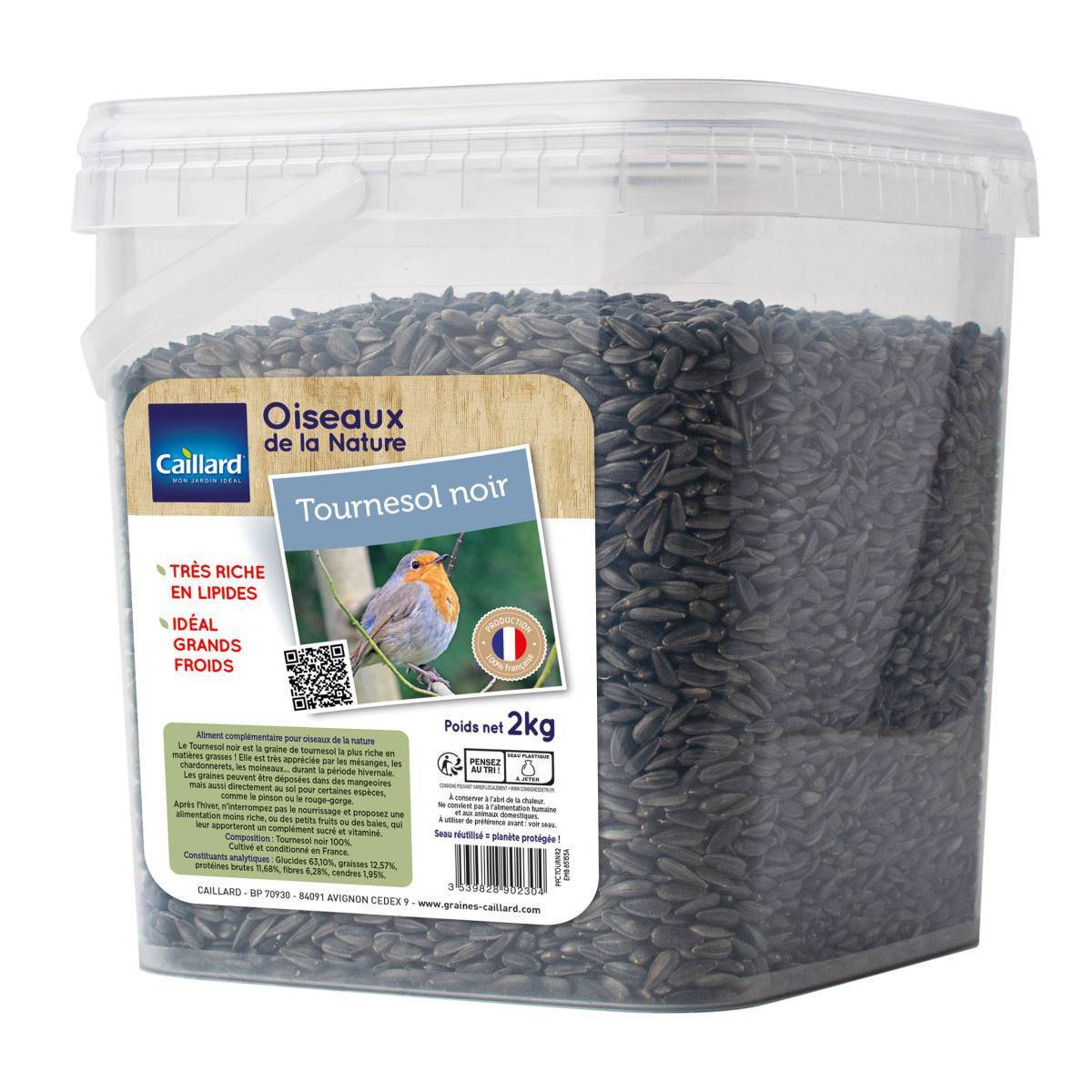 Seau de graines de tournesol noir  2 kgs pour oiseau de la nature - Lot de 4 - Image 2