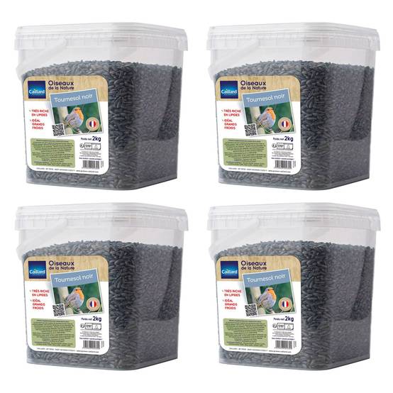 Seau de graines de tournesol noir 2 kgs pour oiseau de la nature - Lot de 4 - Image 1
