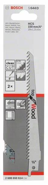 Bosch - 2 lames de scie sabre 150mm S 644 D pour le bois - BOSCH - 2608650614 - Image 2