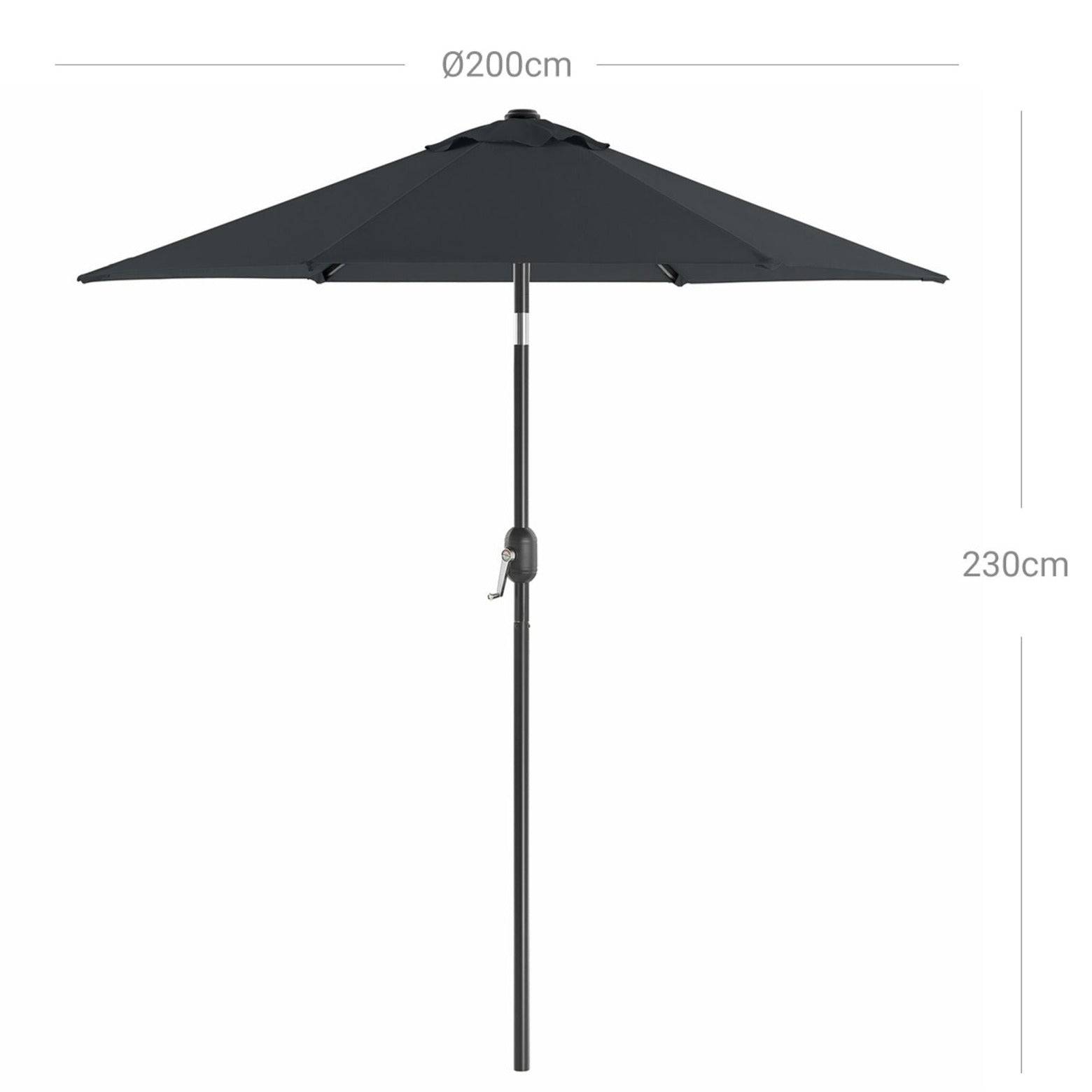 Helloshop26 - Parasol de jardin 2 m ombrelle protection UPF 50+ mât et baleines en métal inclinable socle non inclus pour jardin balcon terrasse extérieur piscine - Image 2