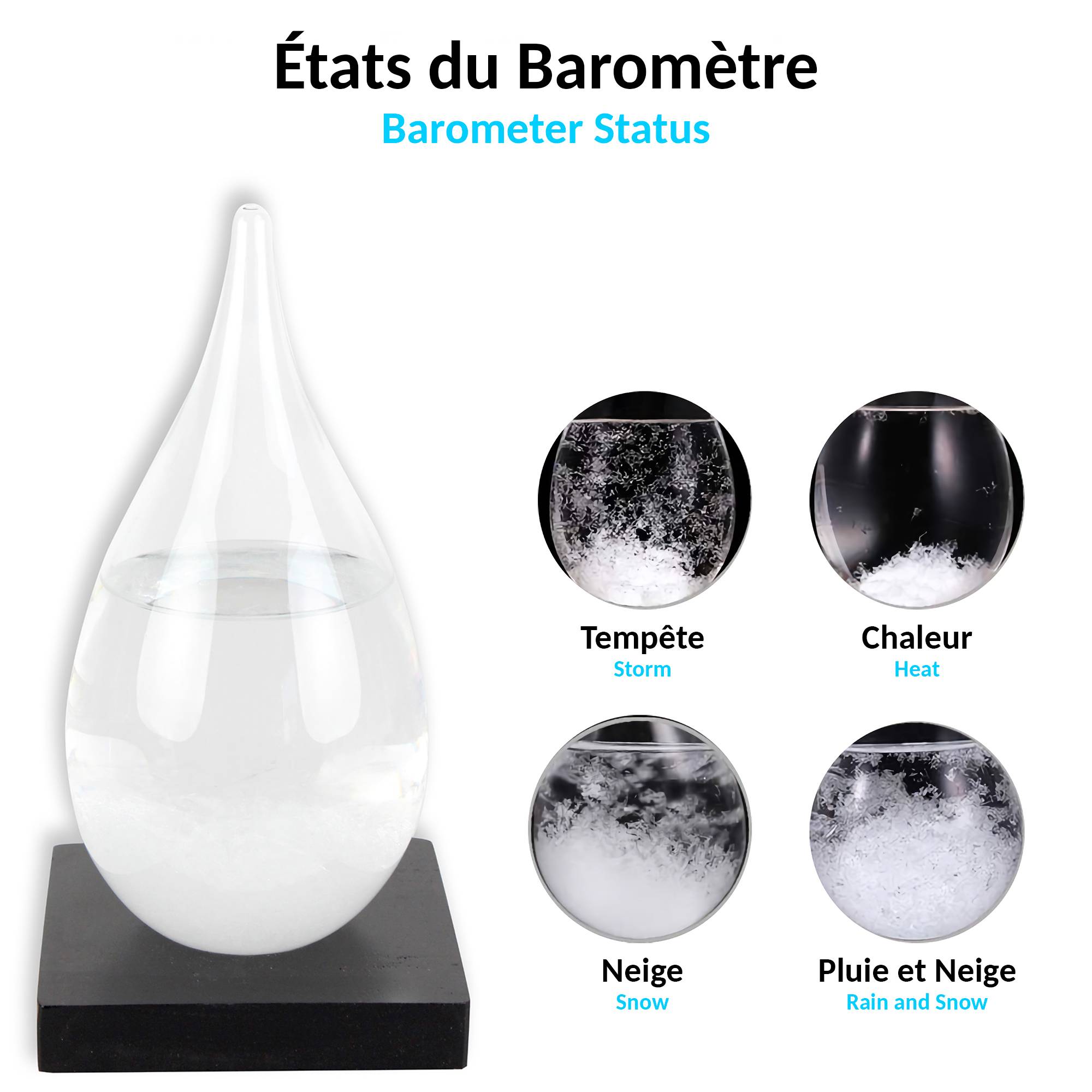 Fishtec - Baromètre à Cristaux Storm Glass - Bouteille de Prévisions Météo - Verre de tempête 20 cm - Socle en Bois - Image 6