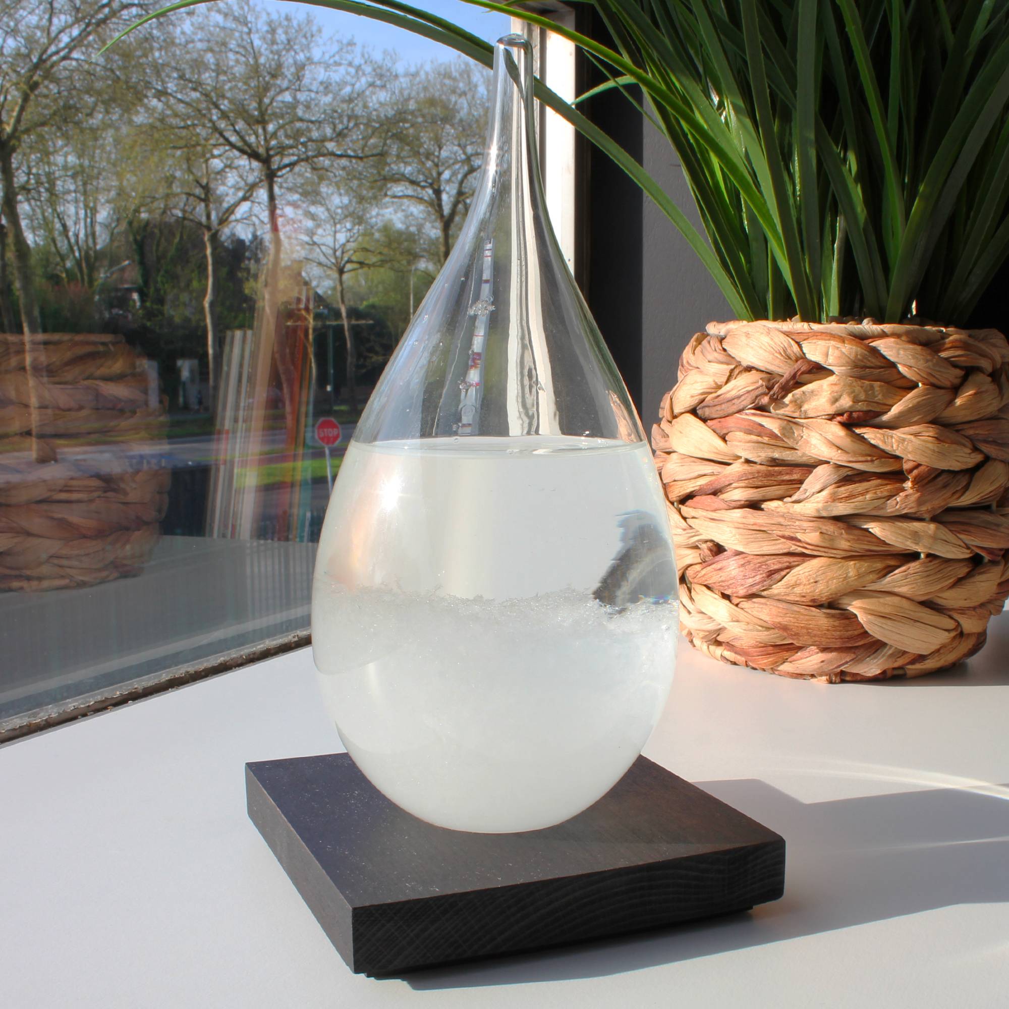Fishtec - Baromètre à Cristaux Storm Glass - Bouteille de Prévisions Météo - Verre de tempête 20 cm - Socle en Bois - Image 5