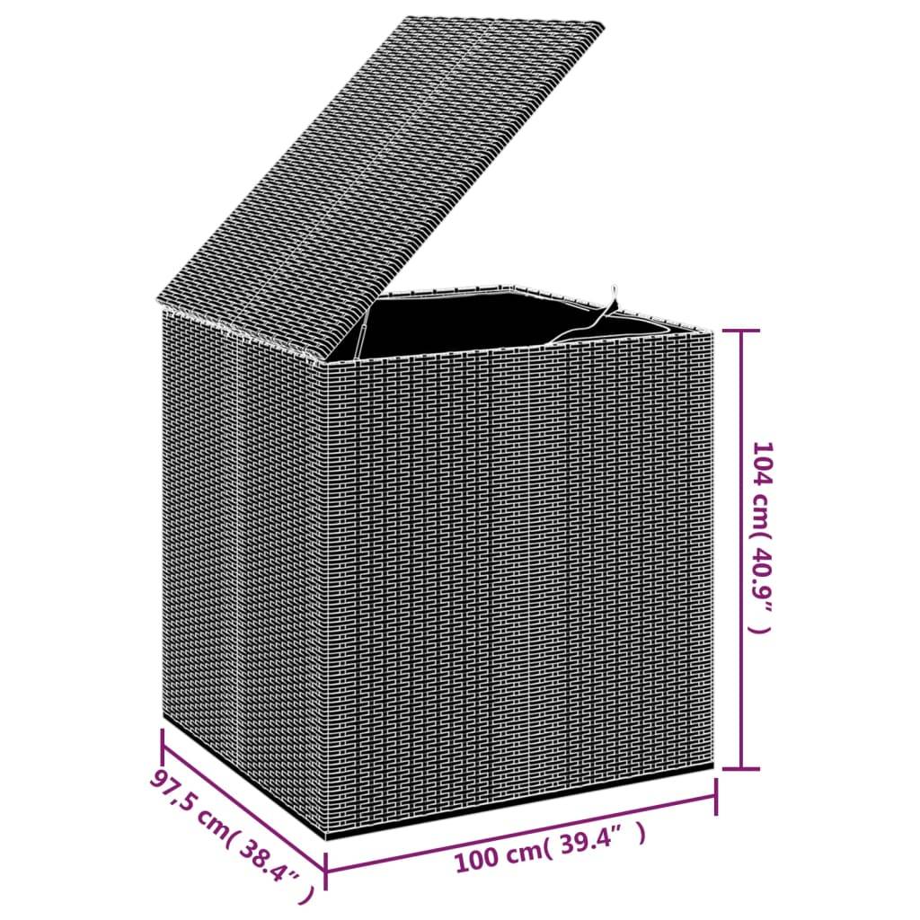 Boîte à coussins coffre de rangement de jardin résine tressée 100 x 97,5 x 104 cm gris - Image 5