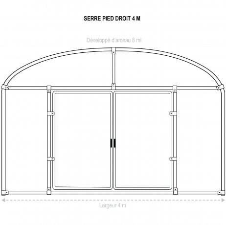 Plastidis - Serre tunnel Deschamps pieds droits larg 4 m pas à 2 m, L 12 m, type 200 microns diffusante Lumisol , Façade 2 portes simples, Sup - Image 5