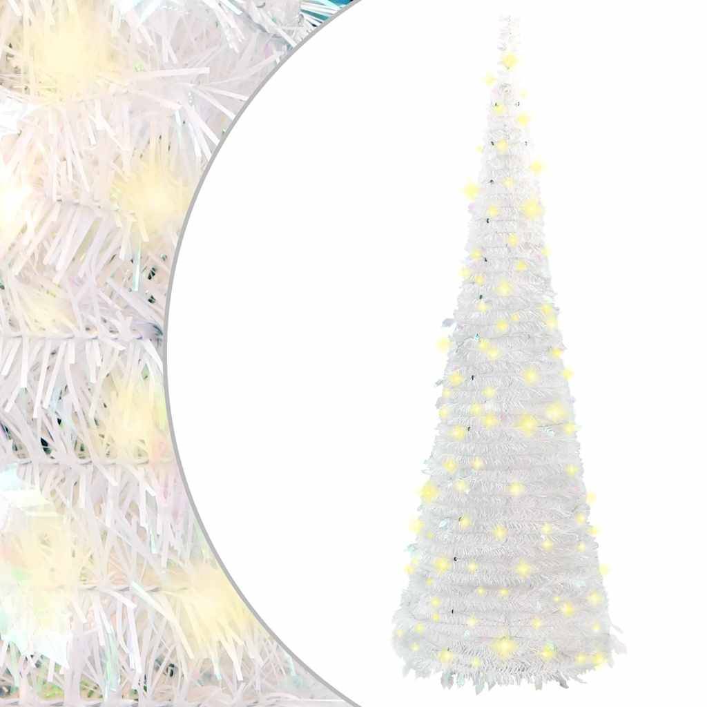 ComfortXL - Grand Sapin de Noël Artificiel Escamotable Pré-éclairé 200 LED Blanc 210 cm – ComfortXL Outdoor Living - Image 1
