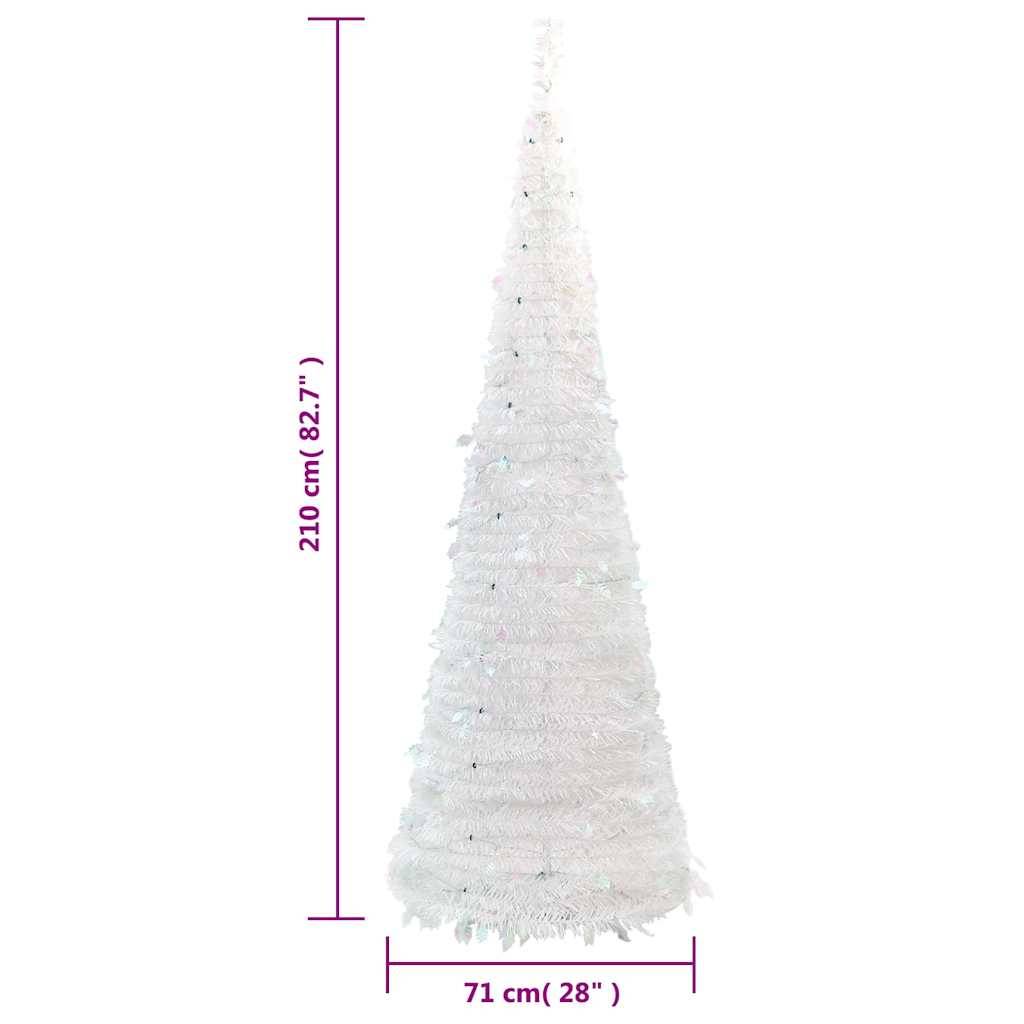 ComfortXL - Grand Sapin de Noël Artificiel Escamotable Pré-éclairé 200 LED Blanc 210 cm – ComfortXL Outdoor Living - Image 9