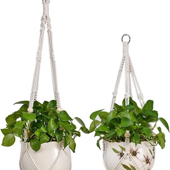 Support suspendu pour plantes 75cm - Corde coton résistante - Style bohème - Intérieur/extérieur - DtopbuyAge - Image 5